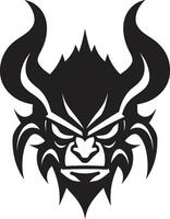 Chic Oni Mask Graphic Stylish Black Dark Oni Face Symbol Minimalistic Black Emblem vector