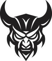 Oni Head Art Contemporary Black Sinister Oni Profile Elegant Black Illustration vector