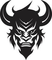 Intricate Oni Head Emblem Noir Styled Black Chic Oni Sleek Black with Japanese Influence vector