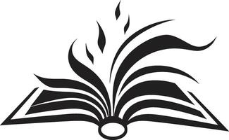 noir libro gráfico elegante con abierto libro ilustración contemporáneo libro elegante negro emblema vector