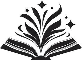 contemporáneo libro gráfico pulcro emblema para un moderno Mira noir libro paginas elegante negro ilustración con abierto libro vector