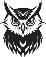 Eagle eyed Wisdom Noir Inspired Owl for a Striking Brand Shadowed Owl Graphic Stylish Black with vector