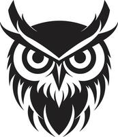 Noir Owl Profile Sleek Black with a Touch of Mystery Night Vision Stylish Art with Elegant Owl Emblem vector