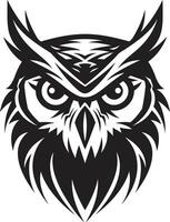 Moonlit Owl Graphic Noir Illustration for a Captivating Look Dark Nocturne Sleek Black Emblem with Owl vector