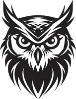 Moonlit Owl Graphic Noir Illustration for a Captivating Look Dark Nocturne Sleek Black Emblem with Owl vector