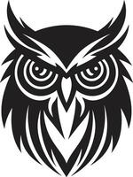 Night Watch Noir Inspired Black with Owl Illustration Eagle eyed Wisdom Sleek Owl vector