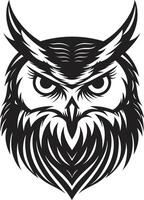 Wise Guardian Intricate Illustration in Noir Black Noir Owl Profile Sleek Black with a Touch of Mystery vector