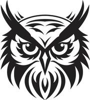 noir búho perfil pulcro negro con elegante búho águila ojos visión moderno Arte con búho emblema vector