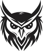 Sleek Nocturnal Guardian Chic Black Owl Emblem Wise Owl Symbol Elegant Illustration with a Mysterious Touch vector