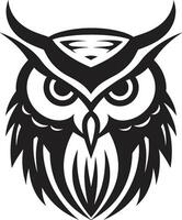 Night Watch Elegant Black with Owl Illustration Wise Guardian Emblem Intricate Art with Noir Black Touch vector
