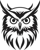 Night Vision Chic Black Emblem with a Touch of Mystery Eagle eyed Insight Elegant Art with Owl vector