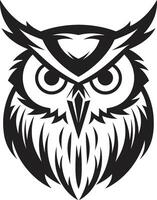 Wise Guardian Emblem Contemporary Art with Elegant Owl Touch Noir Owl Silhouette Chic for a Captivating Brand vector