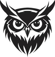 Night Vision Intricate with Noir Black Owl Dark Owl Symbol Chic Illustration for a Captivating vector