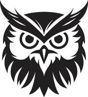 Dark Owl Silhouette Intricate Noir Inspired Black Nocturnal Guardian Sleek with Elegant Owl Emblem vector