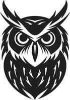 águila ojos visión elegante Arte con noir búho emblema ensombrecido búho gráfico intrincado negro para un moderno Mira vector