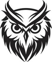 Contemporary Owl Sleek Art with a Touch of Mystery Mystical Nocturne Intricate Black Emblem with Owl Illustration vector