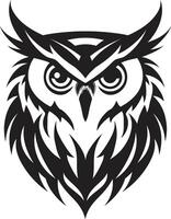 Eagle eyed Wisdom Noir Inspired Owl for a Captivating Brand Shadowed Owl Graphic Chic Black with Modern Touch vector