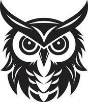 Moonlit Owl Graphic Noir Illustration for a Captivating Look Dark Nocturne Sleek Black Emblem with Owl vector