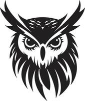 Dark Nocturne Sleek Black Emblem with Owl Mystical Owl Symbol Contemporary vector