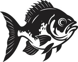 Noir Piranha Attack Elegant Black for a Striking Brand Identity Aquatic Terror Emblem Stylish with Intricate Piranha vector