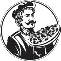 Noir Pizza Craft Chic Black Illustration for Delectable Branding Taste Sensation Elegant with Bold Black Culinary vector