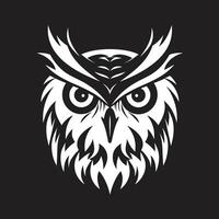 Dark Owl Silhouette Intricate Noir Inspired Black Nocturnal Guardian Sleek with Elegant Owl Emblem vector