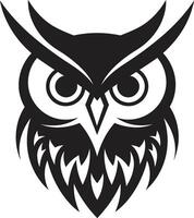 Eagle eyed Wisdom Noir Inspired Owl Shadowed Owl Graphic Elegant Black Illustration with a Touch of Mystery vector