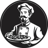 Noir Pizza Craft Chic Black Illustration for Delectable Branding Taste Sensation Elegant with Bold Black Culinary vector