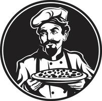 Noir Pizza Craft Chic Black Illustration for Delectable Branding Taste Sensation Elegant with Bold Black Culinary vector