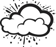 Whimsical Wordplay PopArt Speech Cloud Comic Cloud Burst Retro Black Speech Bubble Emblem vector