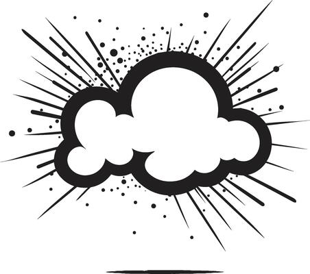 Balloon Banter PopArt Comic Cloud in Retro Remark Dynamic Black Speech Bubble Emblem