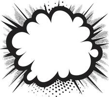 Retro Remark Dynamic Black Speech Bubble Emblem Lively Language PopArt Speech Cloud vector