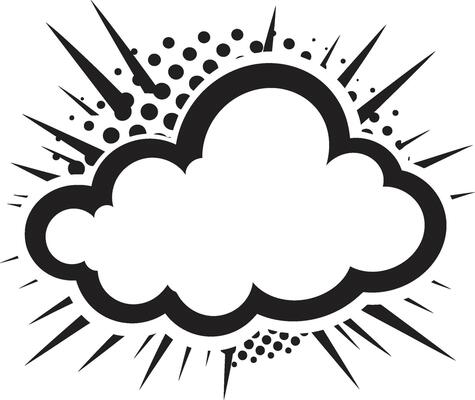 Whimsical Wordplay PopArt Comic Speech Cloud Ink Splash Bubble Retro Black for Comic