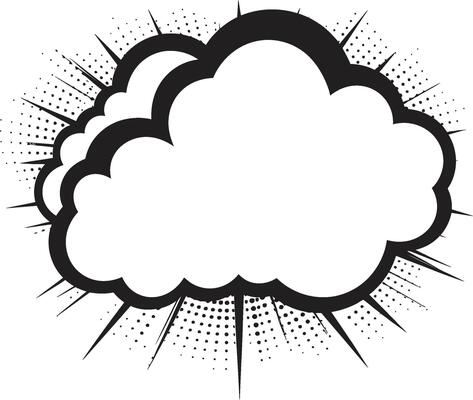 Bold Banter Retro PopArt Speech Cloud Emblem Expressive Exchange Dynamic Black Speech Bubble