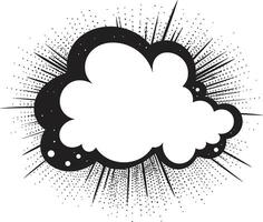 tinta chapoteo burbuja retro negro para cómic negrita broma arte pop habla nube emblema en vector