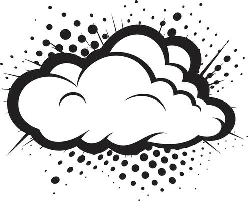 Comic Cloud Burst Dynamic Black Speech Bubble Ink Splash Bubble Retro PopArt Speech Cloud