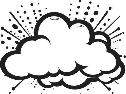 Whirlwind Words Dynamic Black Comic Bubble Ink Splash Bubble Retro PopArt Speech Cloud