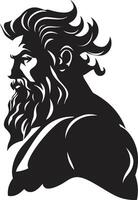 Poseidons Embrace Black ic Unveiled in 80 Words Ocean Ruler Poseidon Gods Regal Emblematic Black vector