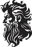 agua monarca Poseidón Dioses ic negro emblema en 80 palabras mar soberanía poseidones negro ic emerge vector