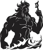 Oceano regla Poseidón Dioses real emblemático negro neptúnico nobleza poseidones negro emblema en 80 palabras vector