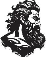 Trident Triumph Poseidon God in Elegant Black Sea Kings Insignia Poseidons Black Unveiled in 80 Words vector