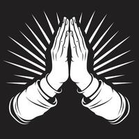 Sacred Gesture Praying Hands Black in 80 Words Divine Embrace of Praying Hands in Black Simplicity vector