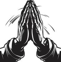 Spiritual Symbol Praying Hands Black in 80 Words Harmony of Heart Praying Hands in Black ic vector