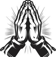piadoso positividad Orando manos en 80 palabras o Menos celestial manos negro de Orando manos en vector