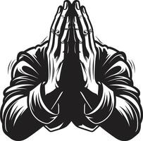 Divine Praying Hands Black Elegance in 80 Words Reverence in Repose Praying Hands in Monochrome vector