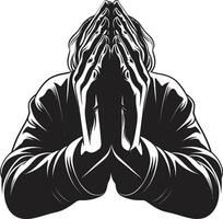 Divine Praying Hands Black Elegance in 80 Words Reverence in Repose Praying Hands in Monochrome vector