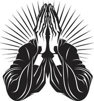 Serenity Symbol Praying Hands Black Unveiled Faithful Fingers Monochrome Praying Hands in 80 Words vector