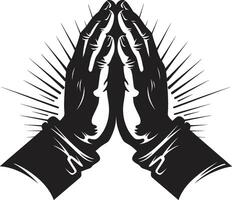 Reverent Reach Praying Hands Black in 80 Words Symbolic Serenity Praying Hands Black Resonates vector