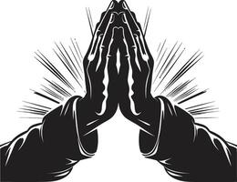 armonía en oración Orando manos en 80 palabras adivinar devoción Orando manos negro brilla vector