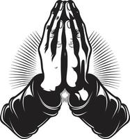 fiel yemas de los dedos negro de Orando manos desvelado espiritual símbolo Orando manos negro en 80 palabras vector